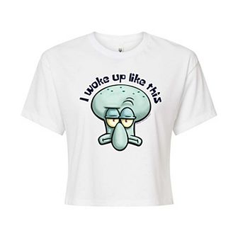 Juniors' SpongeBob SquarePants I Woke Up Like This Cropped Tee