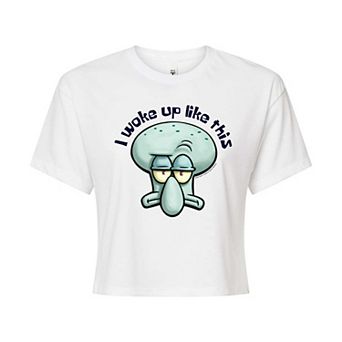 Juniors' SpongeBob SquarePants I Woke Up Like This Cropped Tee