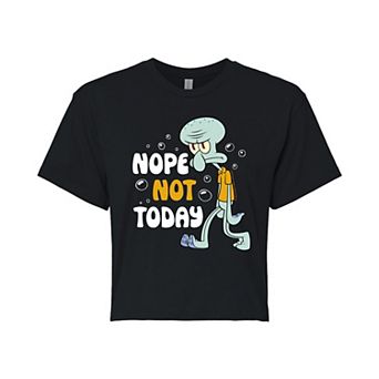 Juniors' Nickelodeon SpongeBob SquarePants Squidward Nope Not Today Cropped Tee