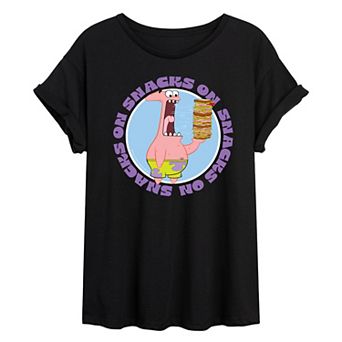 Juniors' SpongeBob SquarePants Patrick Snacks On Snacks Oversized Tee