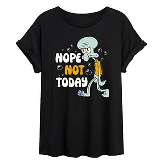 Juniors' SpongeBob SquarePants Squirdward Nope Not Today Oversized Tee