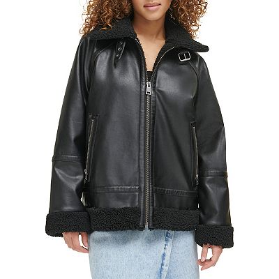 Levi s Women s Faux Leather Relaxed Aviator Jacket