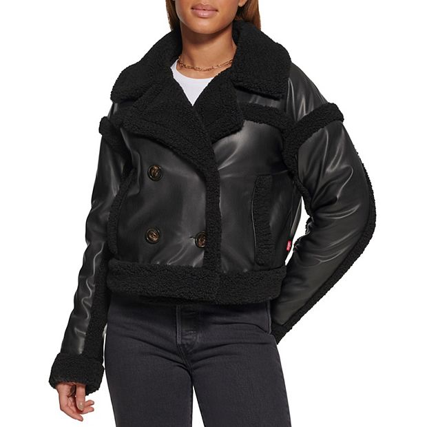 Women s Levi s Faux Leather Sherpa Lined Moto Jacket