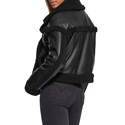 Women s Levi s Faux Leather Sherpa Lined Moto Jacket