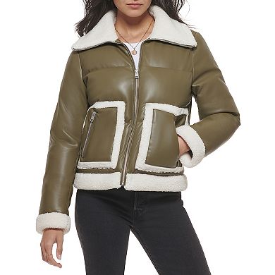 Women's Levi's® Sherpa Trim Retro Moto Puffer Jacket
