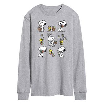 Men's Peanuts Snoopy Woodstock Spring Long Sleeve Graphic Tee