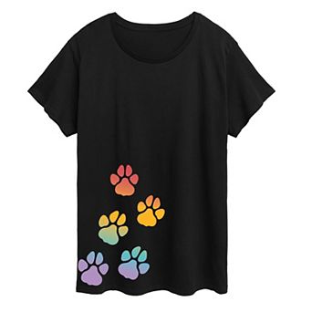 Plus Rainbow Paw Prints Graphic Tee