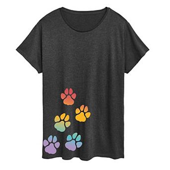 Plus Rainbow Paw Prints Graphic Tee