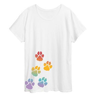 Plus Rainbow Paw Prints Graphic Tee