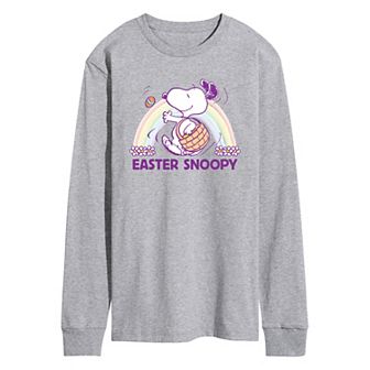 Men's Peanuts Easter Snoopy Rainbow Long Sleeve Graphic Tee