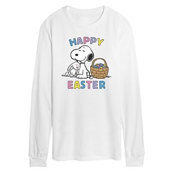 Men's Peanuts Snoopy And Bunny Long Sleeve Graphic Tee