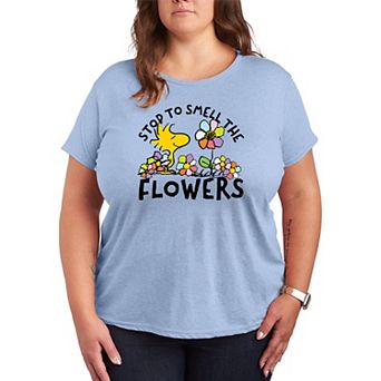 Plus Peanuts Woodstock Smell The Flowers Graphic Tee