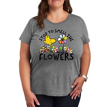 Plus Peanuts Woodstock Smell The Flowers Graphic Tee