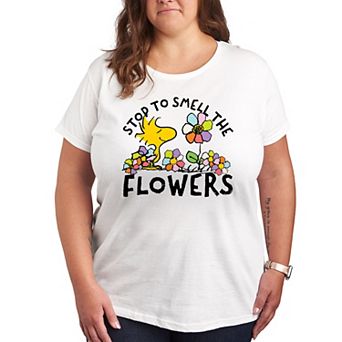 Plus Peanuts Woodstock Smell The Flowers Graphic Tee