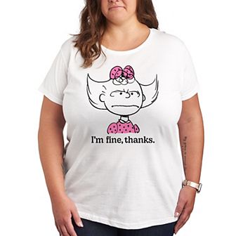 Plus Peanuts Sally Fine Thanks Graphic Tee