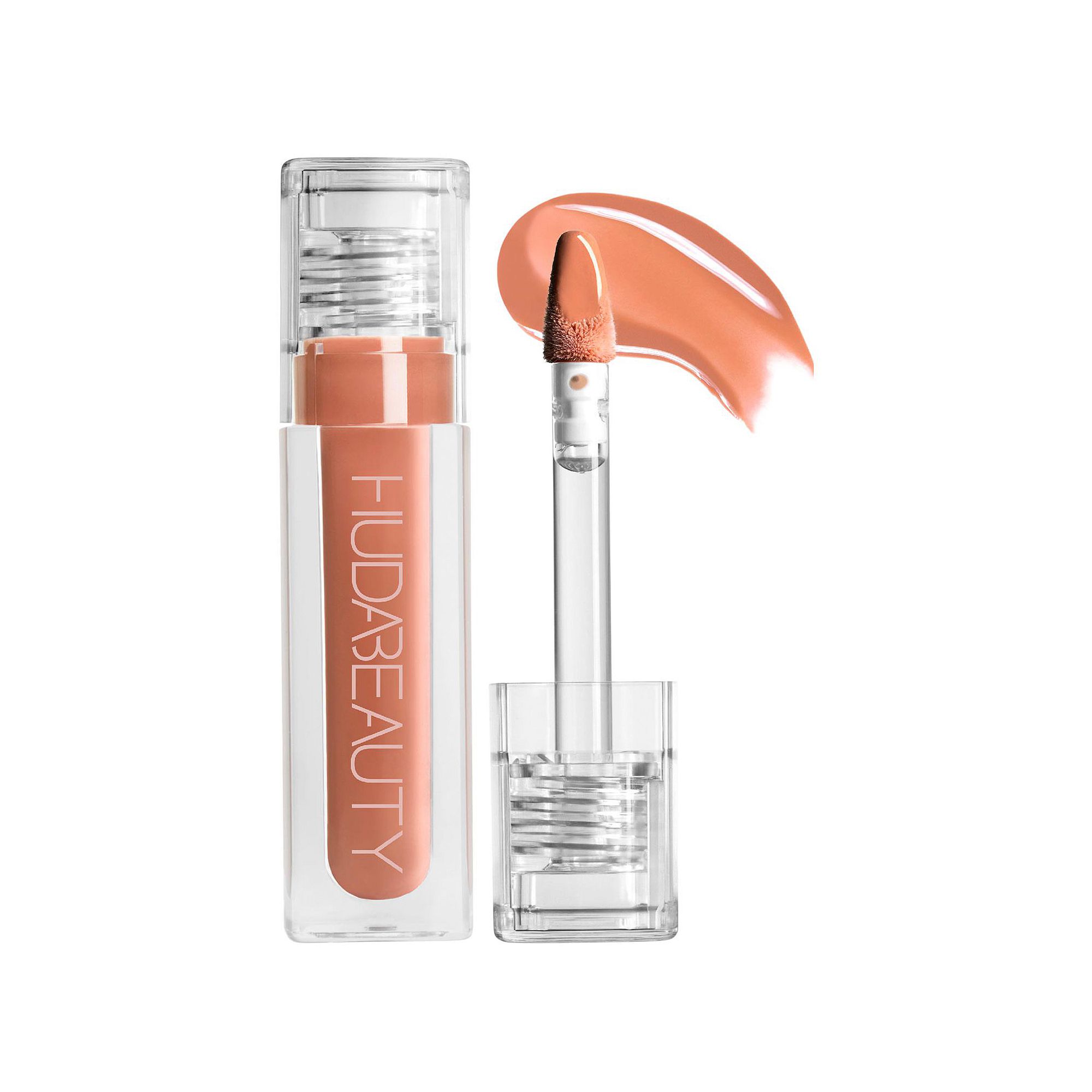 HUDA BEAUTY Faux Filler Shiny Non-Sticky Lip Gloss, Size: 0.13 FL Oz, Honey