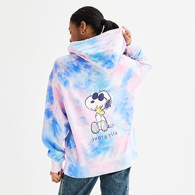 Juniors IVORY ELLA Peanuts Snoozin Snoopy Tie Dye Hoodie