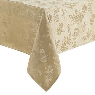 Elrene Home Fashions Elegant Woven Leaves Jacquard Damask Rectangle Tablecloth