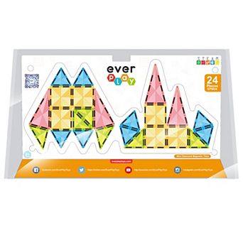 EverPlay 24 pc Travel Size Magnetic Tiles, Magnetic Building Blocks for Kids, Magnet for Kids 3+