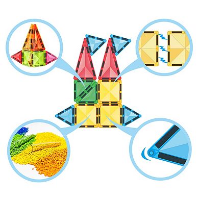 EverPlay 24 PC Travel Size Magnetic Tiles, Magnetic Building Blocks for Kids, Magnet for Kids 3+