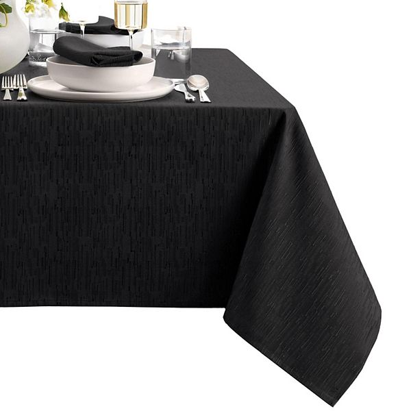 Elrene Home Fashions Continental Solid Texture Water And Stain Resistant Rectangle Tablecloth - Black (52X70)