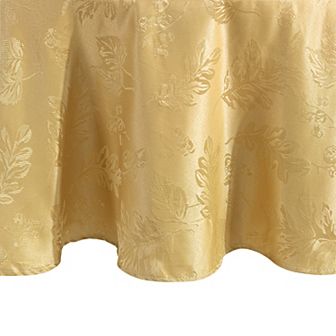 Elrene Home Fashions Elegant Woven Leaves Jacquard Damask Round Tablecloth