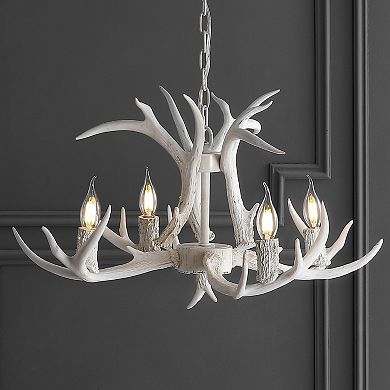 Eldora 26" Adjustable Resin Antler 4-light Led Chandelier, Black