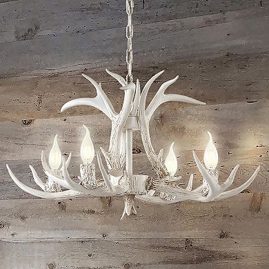 Eldora 26" Adjustable Resin Antler 4-light Led Chandelier, Black