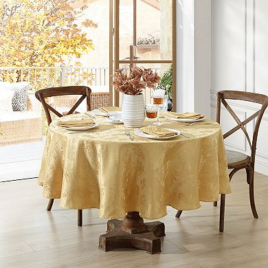 Elrene Home Fashions Elegant Woven Leaves Jacquard Damask 60"x84" Oval Tablecloth