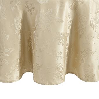 Elrene Home Fashions Elegant Woven Leaves Jacquard Damask 60"x84" Oval Tablecloth