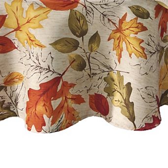 Elrene Home Fashions Autumn Leaves Fall Printed 70" Round Tablecloth