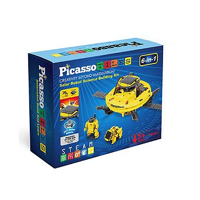 PicassoTiles 6-in-1 STEM Solar Powered UFO Robot Science Kit for Boys Girls Ages 8 and Up, PBM03