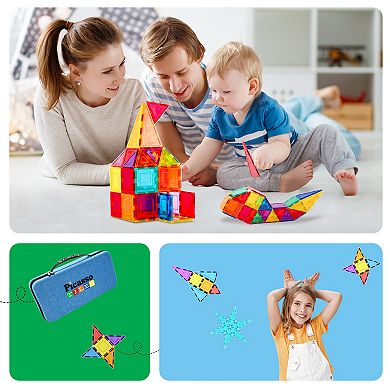 PicassoTiles 101 PC Magnetic Tiles, Magnetic Building Blocks for Kids 3+ w/ Large Carry Case