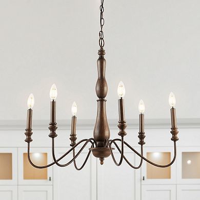 Victoria Rustic Midcentury Iron Led Chandelier