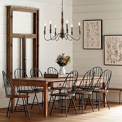 Victoria Rustic Midcentury Iron Led Chandelier