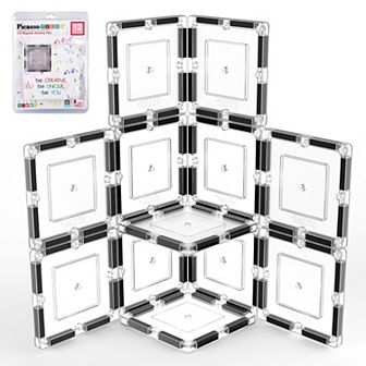 PicassoTiles 12 pc Clear Transparent, Magnetic Tiles, Magnetic Building Blocks, Magnet for Kids 3+