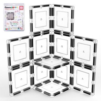 PicassoTiles 12 pc Clear Transparent, Magnetic Tiles, Magnetic Building Blocks, Magnet for Kids 3+