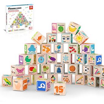 PicassoTiles 36 pc Letter, Alphabet, Number, Magnetic Building Blocks for Kids, PMC36