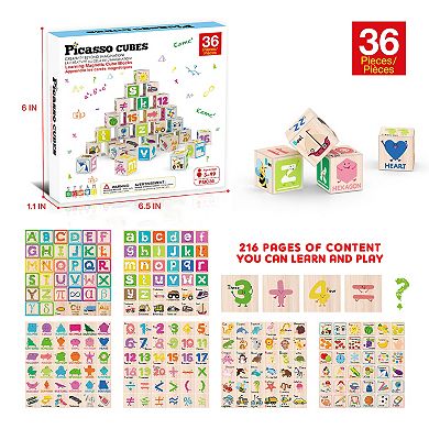 PicassoTiles 36 Pcs Magnetic Blocks Letter, Alphabet, Number, Magnetic Building Blocks for Toddlers