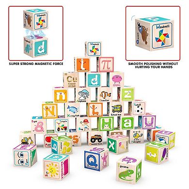 PicassoTiles 36 Piece Letter & Alphabet Magnetic Cubes
