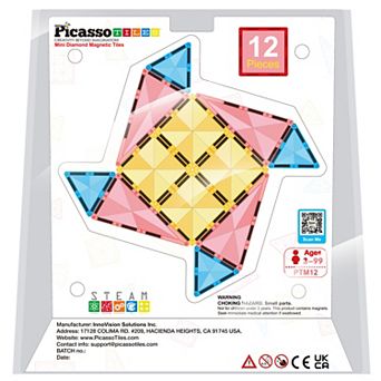 PicassoTiles 12 pc Travel Size Magnetic Tiles, Magnetic Building Blocks for Kids, Magnet for Kids 3+