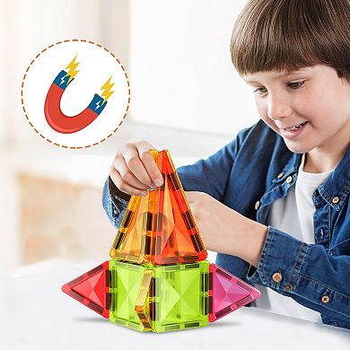PicassoTiles 12 PC Travel Size Magnetic Tiles, Magnetic Building Blocks for Kids, Magnet for Kids 3+