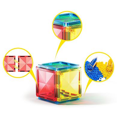 PicassoTiles 12 PC Travel Size Magnetic Tiles, Magnetic Building Blocks for Kids, Magnet for Kids 3+