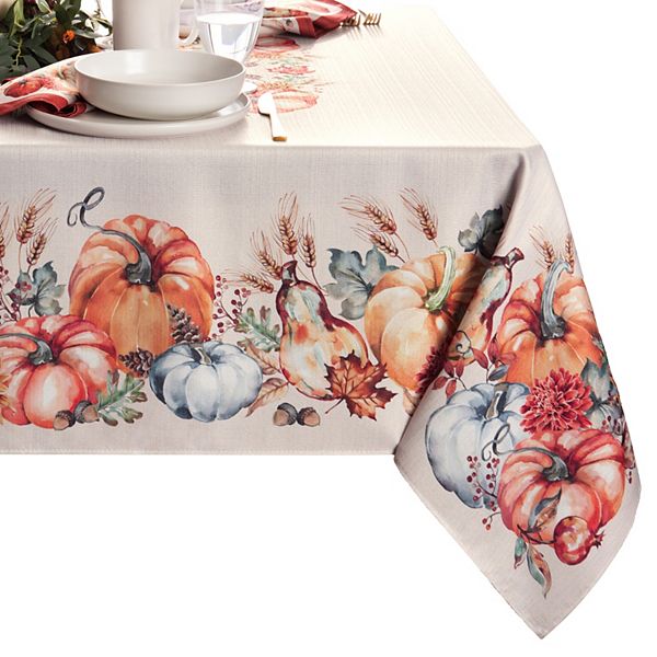 Elrene Home Fashions Botanical Harvest Pumpkin Engineered Rectangle Tablecloth - Multi (60X102)
