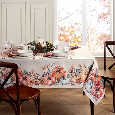 Elrene Home Fashions Botanical Harvest Pumpkin Engineered Rectangle Tablecloth