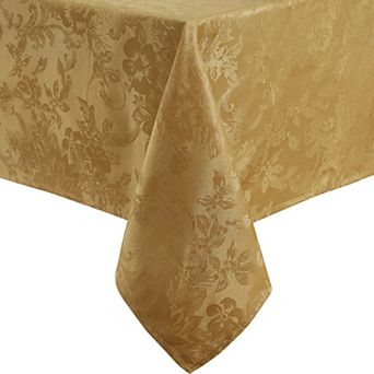 Elrene Home Fashions Poinsettia Elegance Jacquard Holiday Rectangle Tablecloth