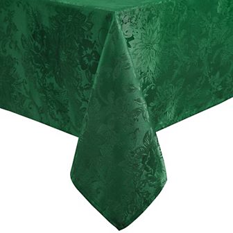Elrene Home Fashions Poinsettia Elegance Jacquard Holiday Rectangle Tablecloth