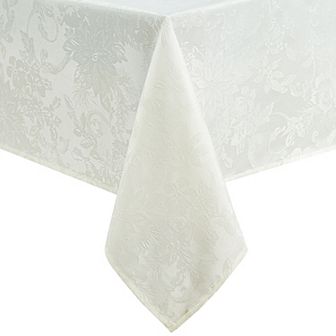 Elrene Home Fashions Poinsettia Elegance Jacquard Holiday Rectangle Tablecloth