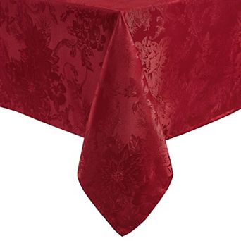 Elrene Home Fashions Poinsettia Elegance Jacquard Holiday Rectangle Tablecloth