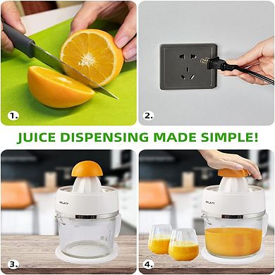 Electric Orange Juicer, White Glass Juicer, 25oz Capacity